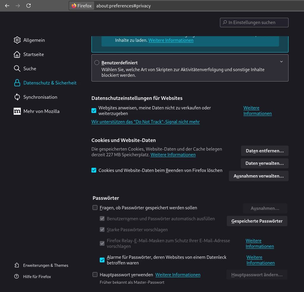 Do Not Track gibt es in Firefox nicht mehr