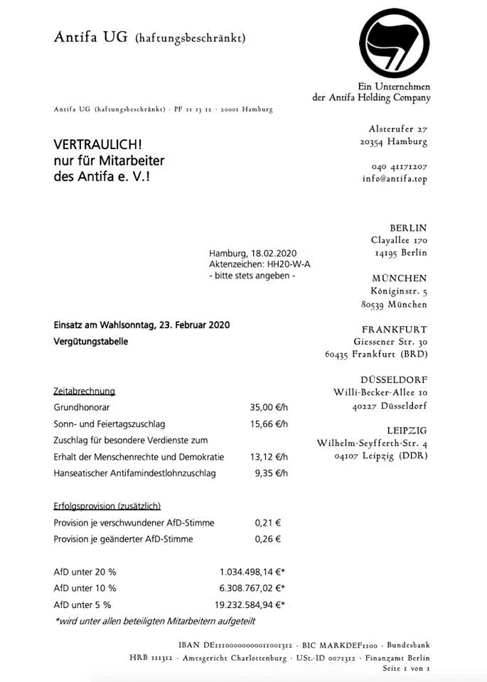 Bild einer gefälschten Verdienstmöglichkeit auf Demos