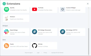 Möglichkeiten für Widgets, Bots und Brücken