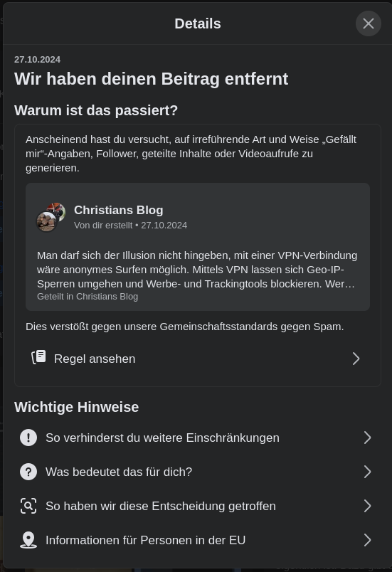 Featured image of post Facebook löscht meine Beiträge