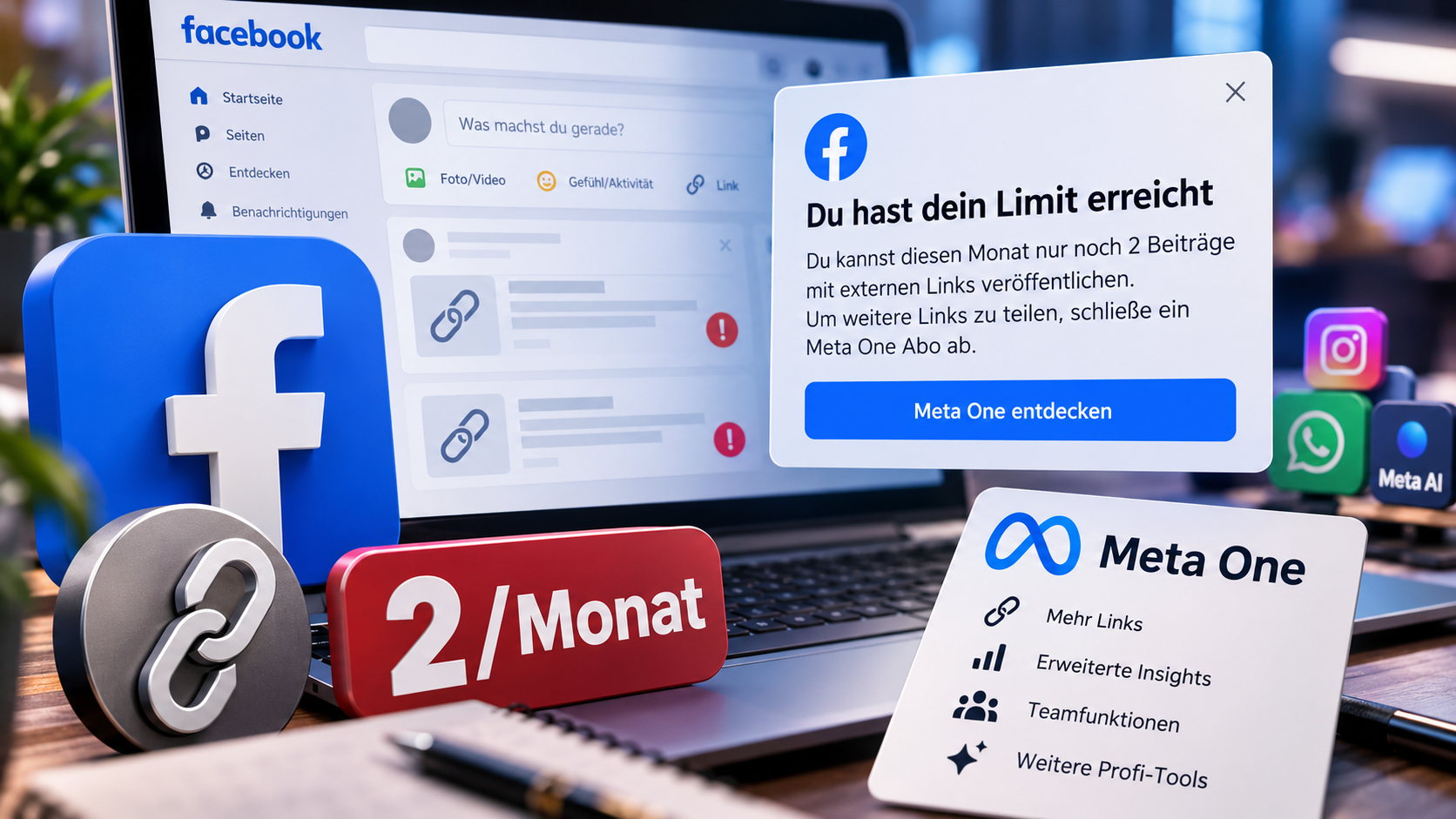 Featured image of post Meta testet Beschränkung für externe Links auf Facebook