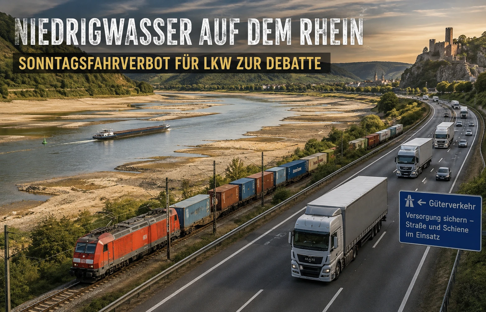 Featured image of post Niedrigwasser auf dem Rhein: Warum das Sonntagsfahrverbot für Lkw erneut zur Debatte steht