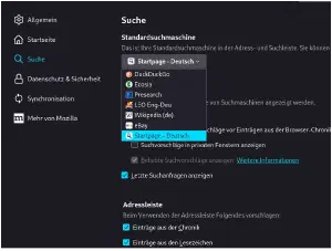 Übersicht der Aktiven Suchmaschinen